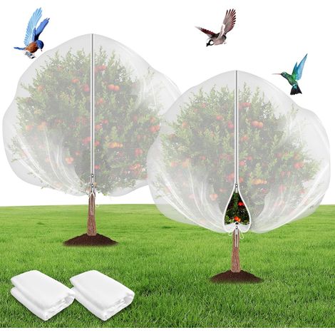 2-teiliges Feinmaschiges Gartenschutznetz Mit Kordelzug Und Reißverschluss Für Obstbäume, 3 M X 3 M