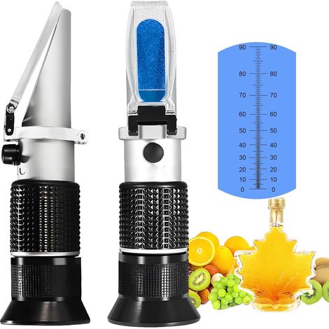 Brix-refraktometer, Skala 0–90 %, Temperaturkompensation, Misst Zucker, Honig, Früchte, Wein, Milch