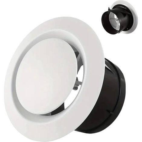 Verstellbares Rundes Lüftungsgitter (100 Mm) Mit Abnehmbarer Abdeckung Für Decke, Wand, Badezimmer, Küche