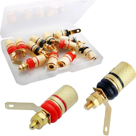 Packung Mit 12 4-mm-bananensteckern, Vergoldeten Lautsprecherbuchsen, Roten Und Schwarzen Lautsprecheranschlüssen Für Audioverkabelung
