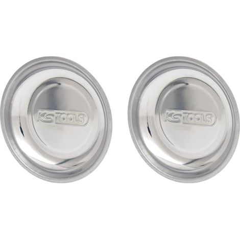 Set Mit 2 Magnetischen Untersetzern, 150 Mm, Polierter Edelstahl, Gummierter Magnet, Für Schrauben Und Metallteile