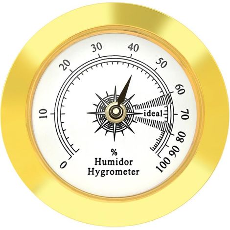 Hygrometer Aus Einer Legierung, 38 Mm Runder Goldrahmen, Für Zigarrenhumidore, Gitarren, Gewächshäuser