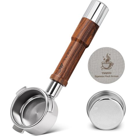 Bodenloser 54-mm-siebträger, Edelstahl, Walnussholzgriff, Breville Barista-kompatibel
