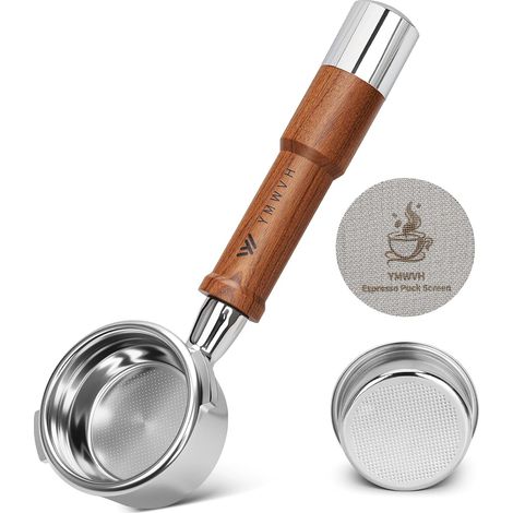 Bodenloser Filterhalter 58 Mm, Edelstahl, Walnussholzgriff, Für Gaggia Espressomaschine