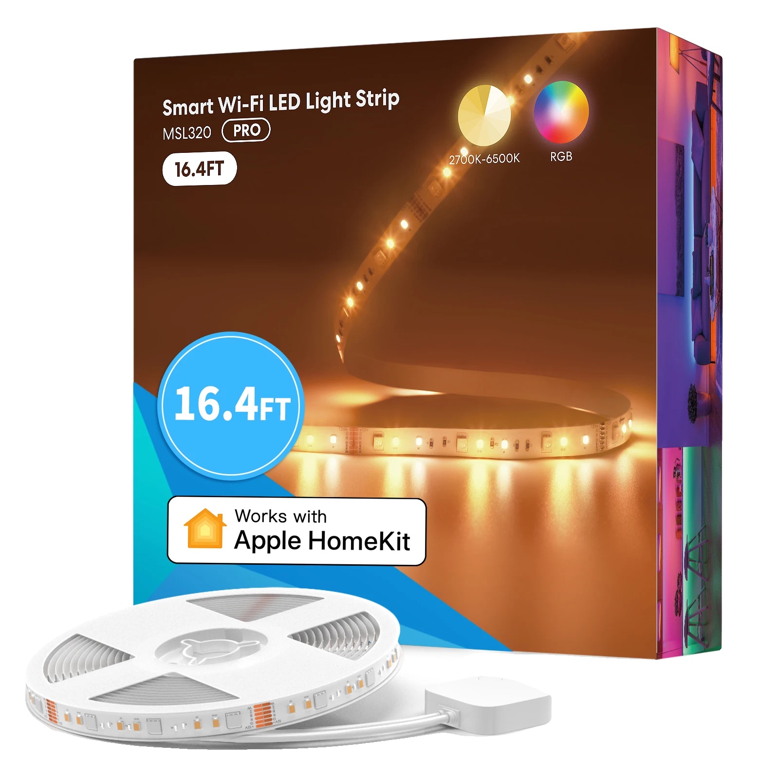 Intelligenter Led-streifen, Wlan-steuerung, Einstellbare Farben, Rgb-eu-adapter, 18 W, 5 M