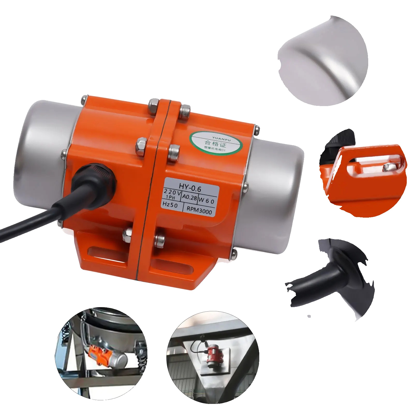 Vibrationsmotor, 60 W, 220 V, 3000 U/min, 1-phasig, Aluminiumlegierung