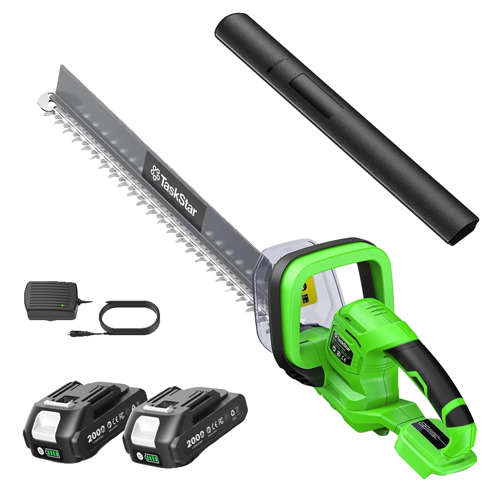 Heckenschere, 56 Cm Langes Doppelklingenmesser, Wiederaufladbarer Akku, Mit 2 X 2,0 Ah Akkus
