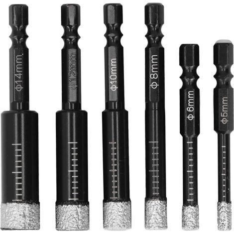 6-teiliges Set Trocken-diamantbohrer Für Fliesen Und Marmor, Geeignet Für Porzellan, Keramik, Granit Und Mauerwerk