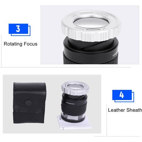 Led-lupe, 30-fache Vergrößerung, Zylindrischer Metallspiegel, Mit Kleiner Leselupe Für Schmuck, 3 Uv-lampen, Schwarz