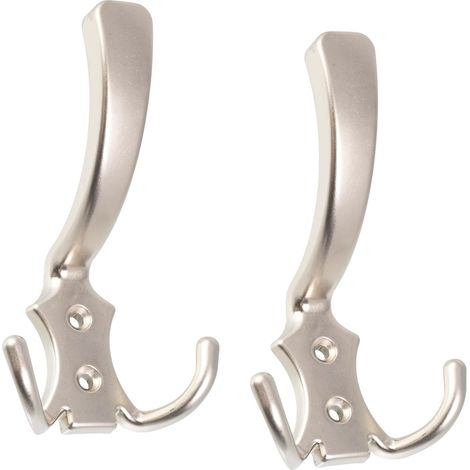 Set Mit 2 Dreifachen Wandhaken 115x72x65 Mm – Haken/aufhänger Für Mäntel, Hüte, Bademäntel, Handtücher, Duschen Und Toiletten – Metall – Satiniert