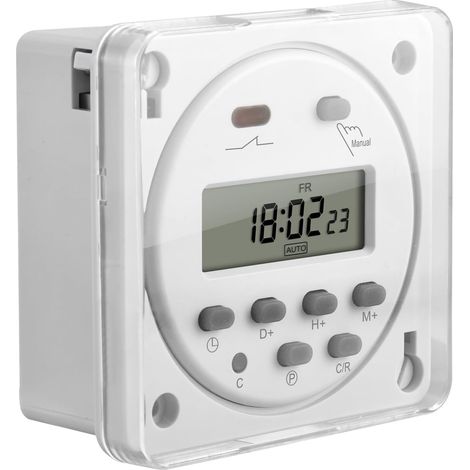 Wöchentlich Programmierbarer Lcd-zeitschalter Mit Relais, 16 A, Ac 200–230 V, Spst, Mit Wasserdichter Abdeckung Für Den Heimgebrauch