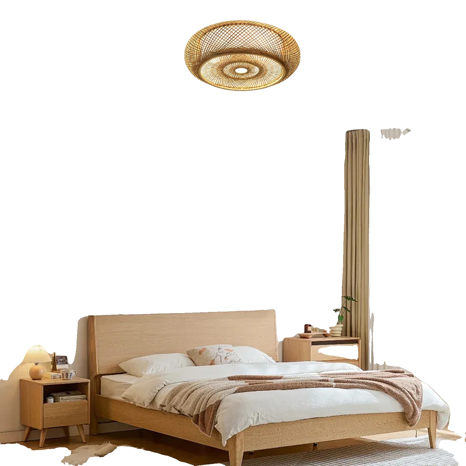 Deckenleuchte Aus Bambus Und Eisen, E27-fassung, 220 V, 249–2000 Lumen, Geeignet Für Räume Von 107,6–161,4 Quadratfuß (ca. 10–15 M²).