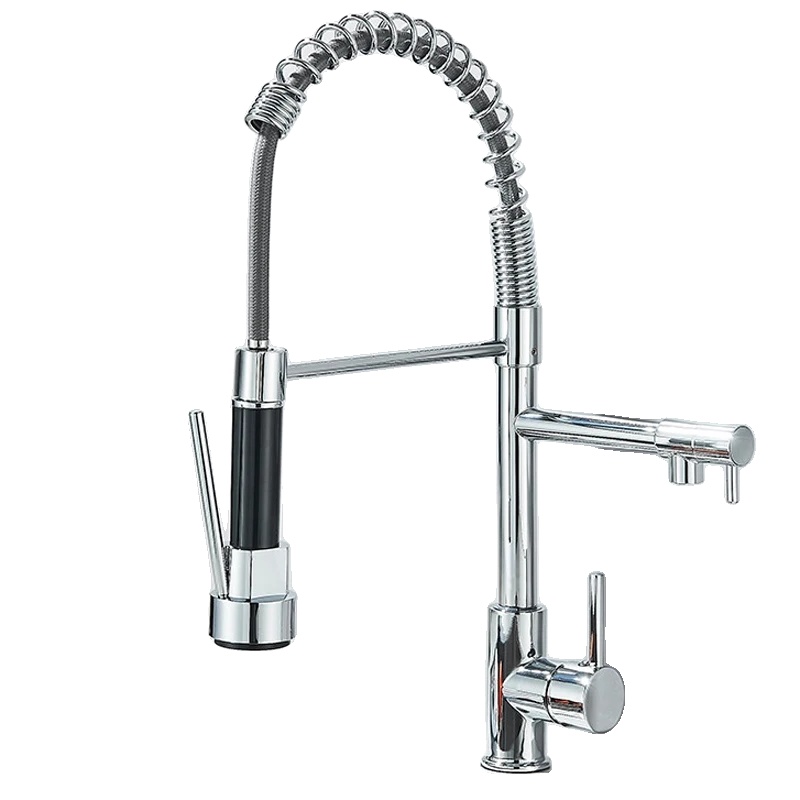Küchenarmatur Mit Ausziehbarem Brausekopf, 360° Schwenkbar, Chrom