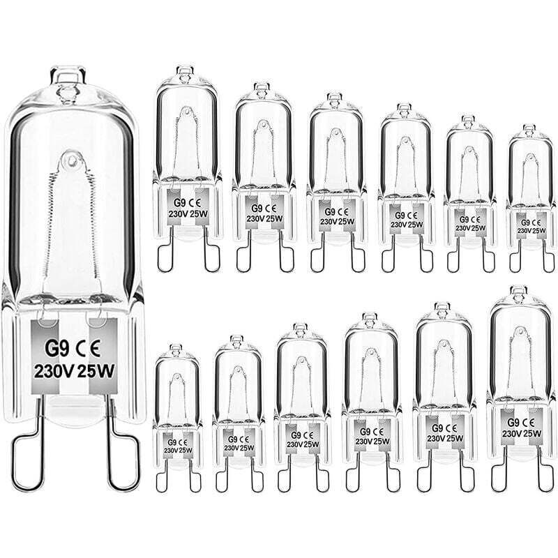 12er-pack G9 25w 230v Halogenlampen – Warmweiß 2700k – Dimmbar 10-100% – 300 Lumen – 2500 Stunden Lebensdauer