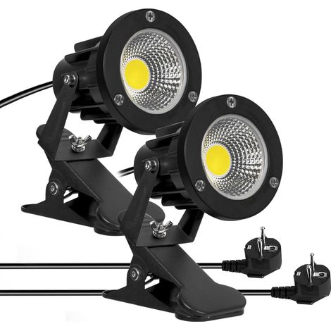 Cob-led-strahler Mit Klemme, 7 W, Ip65 Wasserdicht, 3 M Kabel, Innen- Und Außenbeleuchtung (weißes Licht, 2)