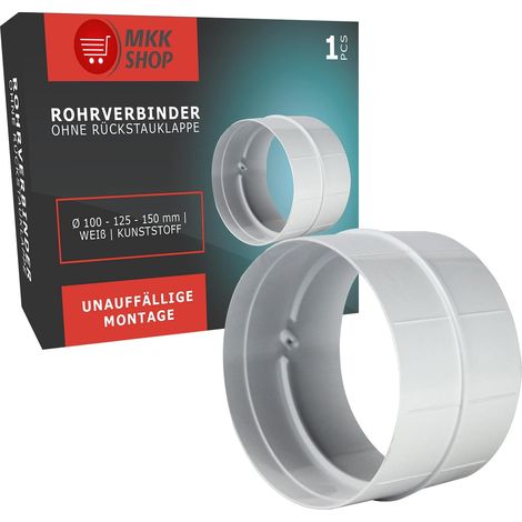 1 Stück Rundes Lüftungsrohr-fittings Ø 100 Mm, Weiß, Für Lüftungssysteme