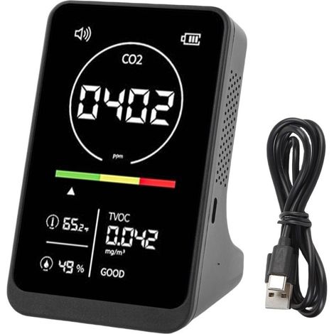 4-in-1 Luftqualitätsmessgerät, Temperatur- Und Feuchtigkeitsmesser, Co2-tvoc-messgerät Mit Akustischem Signal Für Zuhause, Gewächshaus Und Auto