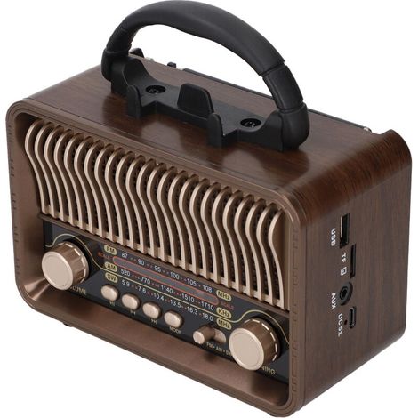 Tragbares Vintage-retro-radio Mit Am/fm/sw-empfang, Bluetooth 5.4, 1200-mah-akku, Usb-c-antenne Und Usb-/aux-anschluss