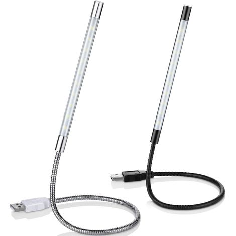 Stück Led-leselampen, Dimmbare Led-laptopleuchte, Flexible Touch-leselampe Mit Schwanenhals Für Laptop, Buch, Bett (schwarz, Silber)