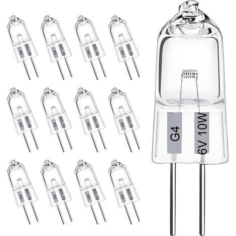 G4-halogenlampen, 6v 10w, 2-polige, Klare Kapsellampe, 2700k Warmweiß, Dimmbar (12er-packung)