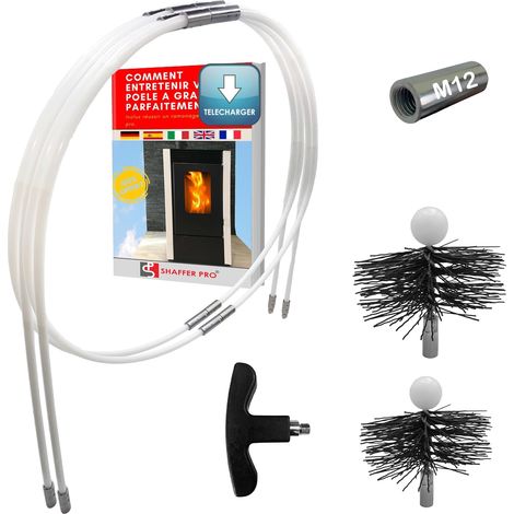 Schornsteinreinigungsset, 3 Meter, 80 Mm Und 100 Mm Bürsten, 6 Flexible Stangen Für Pelletöfen