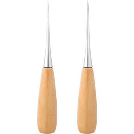 Set Mit 2 Nähahlen, Holzgriff, Stahlkopf, Für Leder Und Stoff, Heimwerkerwerkzeug