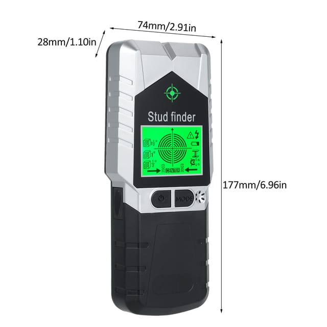 6-in-1 Wandbalkensucher Mit Magnet, Physikalischer Nagelsuchfunktion Zur Erkennung Von Holz, Metall Und Wechselstromleitungen, Lcd-bildschirm, Akustischem Alarm.