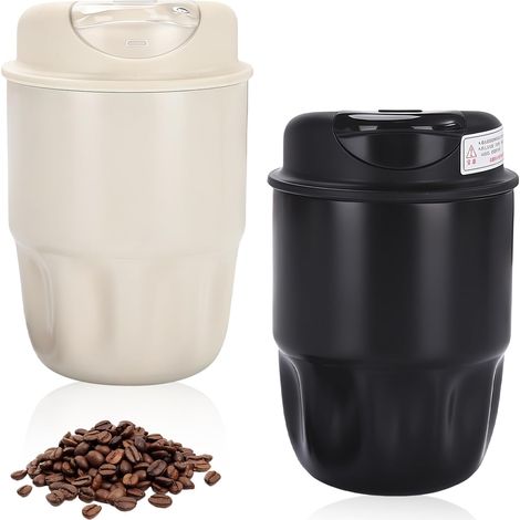 Set Mit 2 Isolierten Reisebechern, 450 Ml, Edelstahl, Auslaufsicher, Mit Deckel, Für Büro Und Reisen, Schwarz Und Weiß