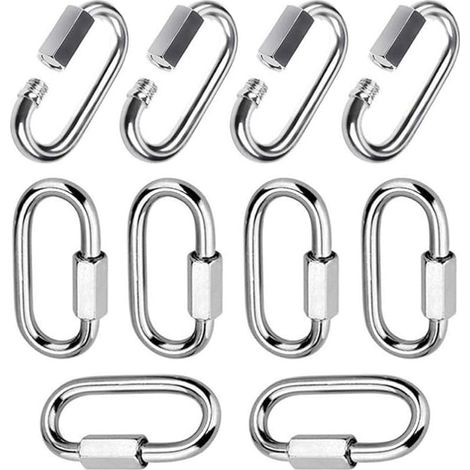 10 Stück M6-schraubkarabiner, Schnellverbindungsstück, Edelstahl 304, Verriegelungskarabiner Mit Schraubkappe, Fixierkarabiner Zum Verbinden Von Seilen, Ketten Und Takelage