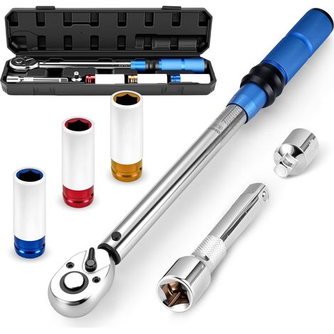 6-teiliger Drehmomentschlüssel-satz Für Fahrräder, 1/2", 3/8", 40–210 Nm, Mit Schlüsseln Und Etui Für Fahrräder, Autos, Motorräder Und Reifenwechsel