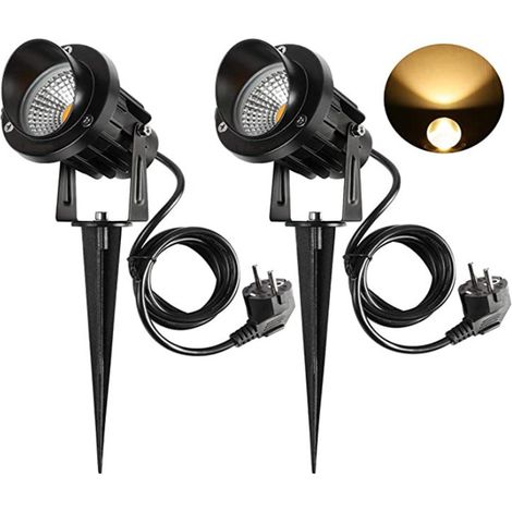 9w Led-außenstrahler Mit Erdspieß, 3000k-3300k, 900lm, Ip65 Wasserdicht, Warmweiß, 2er-pack [energieeffizienzklasse A++]