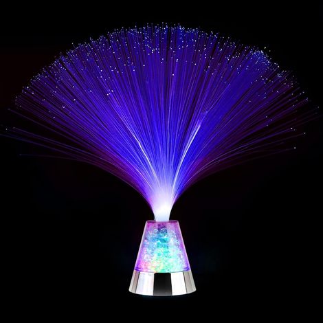 Glasfaserlampe, 34 Cm, Kristallsockel, Farbwechsel, Für Stimmungsvolles Wohnzimmerambiente