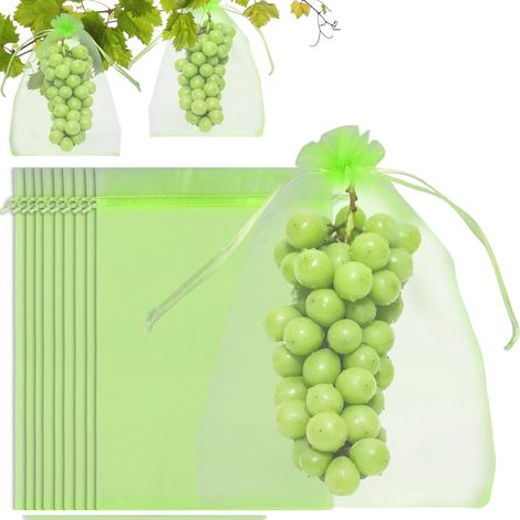 100 Traubenschutzbeutel, 20 X 30 Cm Große Fruchtschutzbeutel Mit Kordelzug, Schützen Vor Fliegen, Vögeln Und Anderen Insekten, Olivgrün