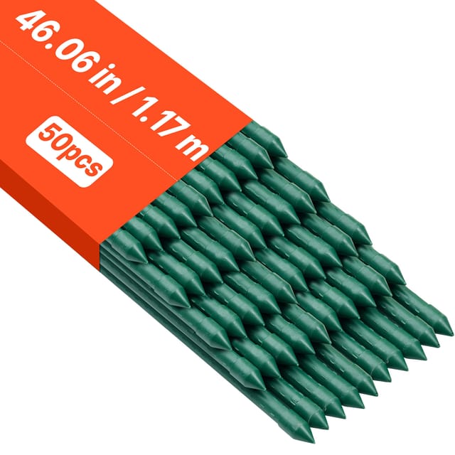 Vevor Rankhilfe, 50er-pack, Pflanzstab ⌀11x1170 Mm, Kunststoffbeschichtete Metall-tomatenstäbe, Pflanzenstütze Mit Spitzem Ende & Rutschfesten Noppen Für Den Anbau Von Kletterpflanzen & Gemüse