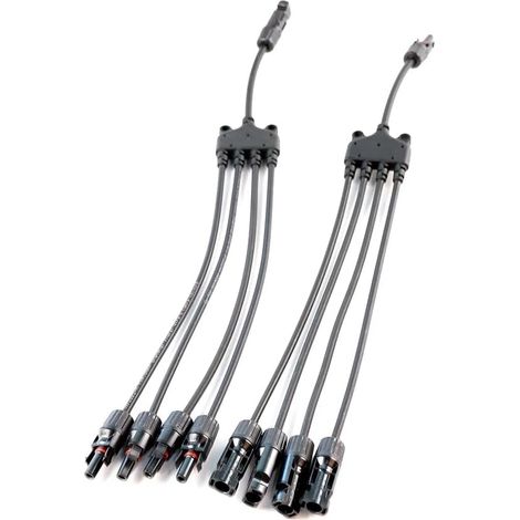 Paar 4-wege-t-solarstecker, 20 Cm Kabel, 6 Mm², Ip67, 1000-v-panel