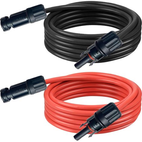 Solarkabel, 4 Mm², 5 M, Verzinntes Kupfer, Vormontierte Stecker, Für Photovoltaikmodule