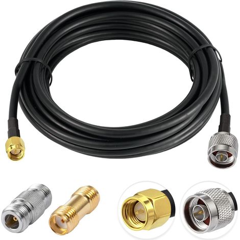 Rg58-koaxialkabel (n-stecker Auf Sma-stecker), 5 M, Inklusive Adapter, Für 3g-, 4g-, 5g- Und Gps-antennen