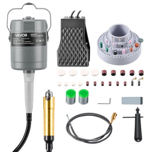 Vevor Elektrische Drehwerkzeug, 780 W, 25.000 U/min, Flexshaft-rotationswerkzeug Mit Fußpedalsteuerung, Hängemühle Mit 112-tlg. Zubehör, Schnellschleife Zum Schleifen, Polieren & Trennen