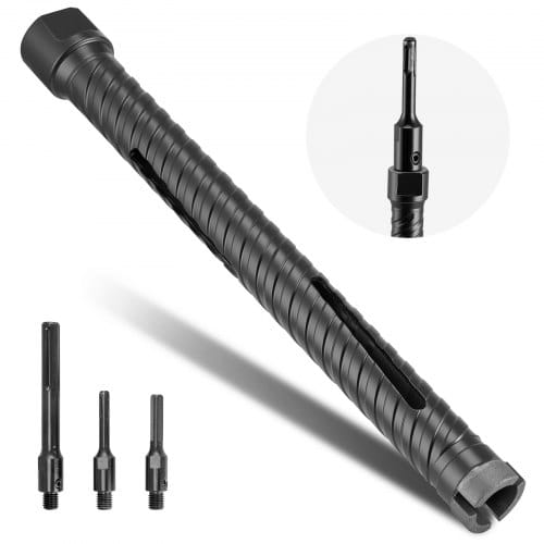 Vevor Kernbohrer Bohrkrone Φ 25 Mm 241 Mm Bohrtiefe, M16 Innengewinde, Trocken-diamantkernbohrer Kernlochbohrer Mit 3 Adaptern Pilotbohrer Sechskantschlüssel Für Stahlbeton Ziegel Mauerwerk