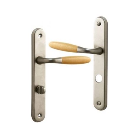 Innentürgriffe, Aluminium, Matte Nickeloberfläche, Helle Holzoptik