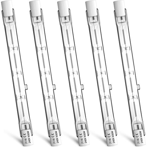 5er-pack R7s 118mm 400w Dimmbare Halogenlampen, Warmweiß 2800k, Für Außenstrahler