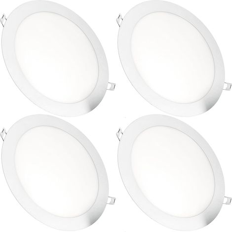 Set Mit 4 Runden Einbaustrahlern, 18 W, 1500 Lumen, Aluminium, Warmweiß, Deckenmontage