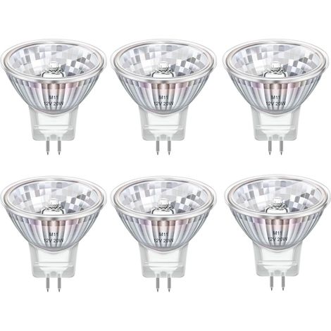 6er-pack Mr11 Gu4 20w 12v Dimmbare Warmweiße Glaslampen Für Einbauschrankbeleuchtung