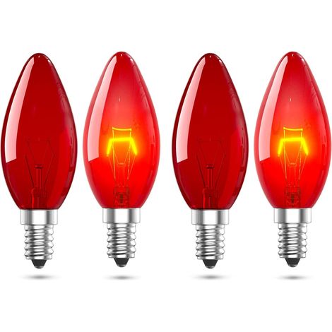 4er-pack E14, 26 W Rote, Dimmbare Glühbirnen, C35-fassung Für Elektrische Kamine Und Dekoration