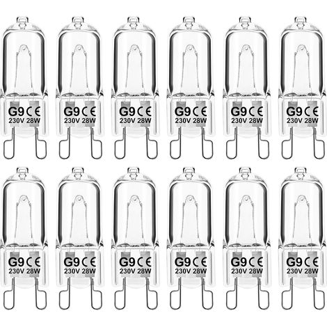 12er-pack G9-glühbirnen, 28 W, 230 V, Dimmbar, Warmweißes Halogenlicht, Für Mikrowellen Und Deckenleuchten