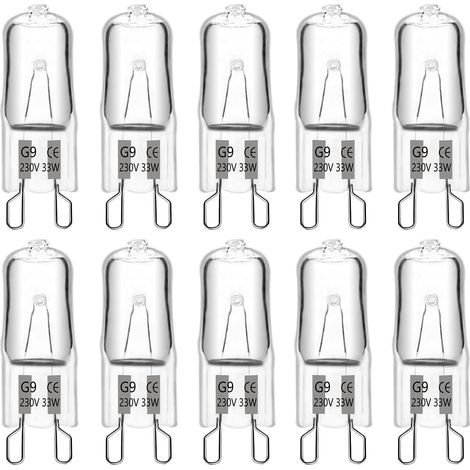 10er-pack G9-halogenlampen, 33 W, 230 V, Dimmbar, Warmweiß, Für Kronleuchter Und Wandleuchten