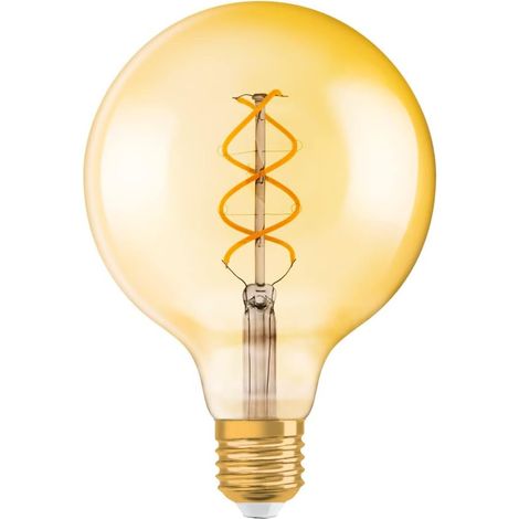 E27 Led-glühbirne, 125 Mm, Dimmbar, 2000 K, Spiralglühfaden, Gold, Dimmbar, Für Den Innenbereich
