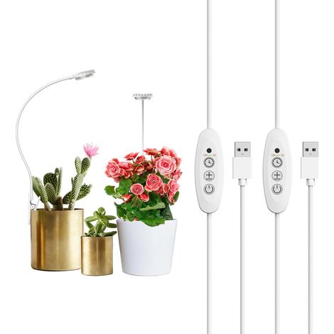 2er-pack Pflanzenlampe, Flexibler Clip, Vollspektrum 4000k, Automatischer Timer, Für Zimmerpflanzen