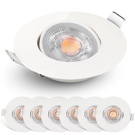 Set Mit 6 Dimmbaren Led-einbaustrahlern, 4,9 W, 480 Lm, 50° Verstellbar, Warmweißes Licht (2700 K), Für Den Innenbereich