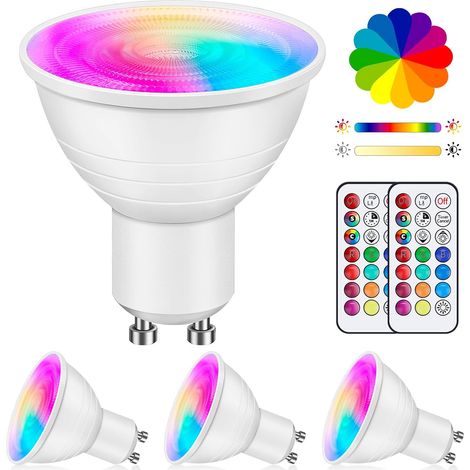 4er-pack Gu10 Led-lampen, 5 W, Rgb, Warmweiß, Dimmbar, Mit Fernbedienung, Für Wohnzimmer Und Schlafzimmer